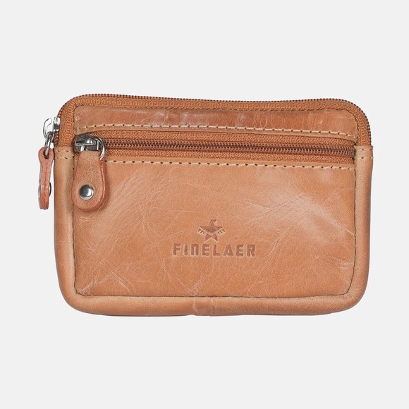 Finelaer Leather Zip Coin Pouch Keychain Wallet - Picture 5 of 11